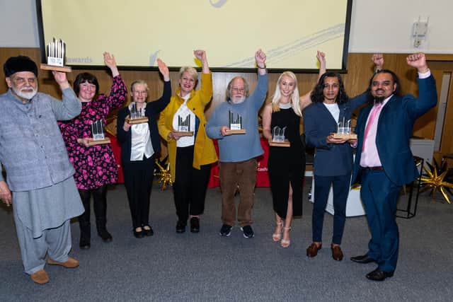 Winners with their trophies at the Above and Beyond Awards 2023. Photo: Kelvin Stuttard