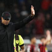BOURNEMOUTH, ENGLAND - OCTOBER 28: Vincent Kompany, Manager of Burnley, acknowledges the fans after the team's defeat in the Premier League match between AFC Bournemouth and Burnley FC at Vitality Stadium on October 28, 2023 in Bournemouth, England. (Photo by Eddie Keogh/Getty Images)