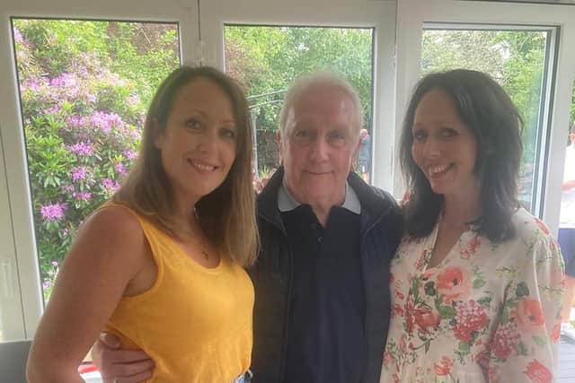 Devoted Burnley family man Michael Heywood with his daughters Lucy Heywood and Sarah Heyes