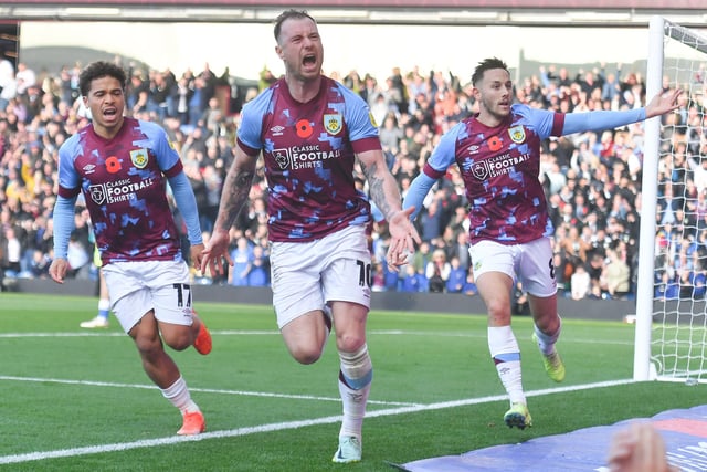 The striker scored his first goals of the Championship season as he netted twice for Burnley in their derby win over Blackburn Rovers at Turf Moor.