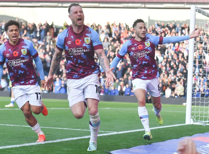 The striker scored his first goals of the Championship season as he netted twice for Burnley in their derby win over Blackburn Rovers at Turf Moor.
