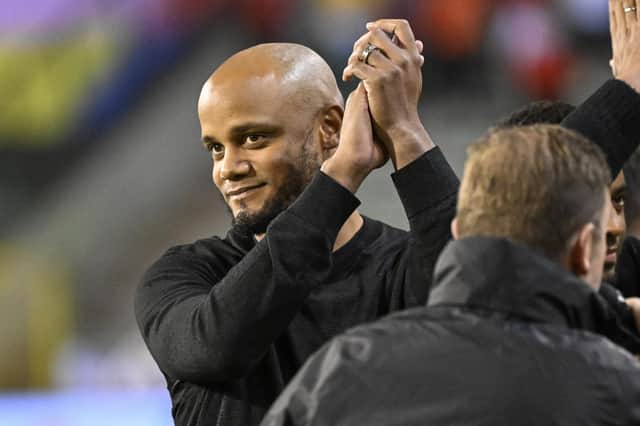 former international player Vincent Kompany pictured at the start of a soccer game between Belgian national team the Red Devils and Wales, Thursday 22 September 2022 in Brussels, game 5 (out of six) in the Nations League A group stage. BELGA PHOTO LAURIE DIEFFEMBACQ (Photo by LAURIE DIEFFEMBACQ / BELGA MAG / Belga via AFP) (Photo by LAURIE DIEFFEMBACQ/BELGA MAG/AFP via Getty Images)