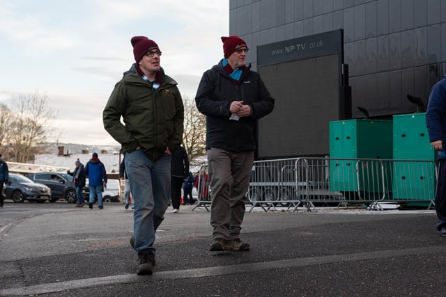 Burnley fans arrive at Turf Moor for the Premier League clash with Sheffield United. Photo: Kelvin Lister-Stuttard