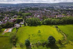 Drone shot overlooking the site of the medieval Ightenhill Manor House