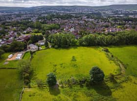 Drone shot overlooking the site of the medieval Ightenhill Manor House