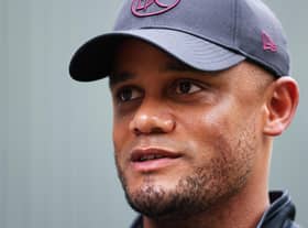 BURNLEY, ENGLAND - JUNE 24: Vincent Kompany, Manager of Burnley looks on during the Burnley FC Press Conference at Barnfield Training Centre on June 24, 2022 in Burnley, England. (Photo by George Wood/Getty Images)