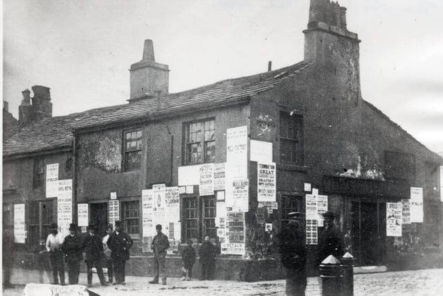 An image of the first Old Red Lion on its St James Street site. The building was a converted farmhouse which became an inn when Burnley town centre moved, from St Peter’s, to its new site, in the latter half of the eighteenth century. The photograph was taken before 1867 when the building was demolished and replaced by the present structure which is being restored as a coffee house