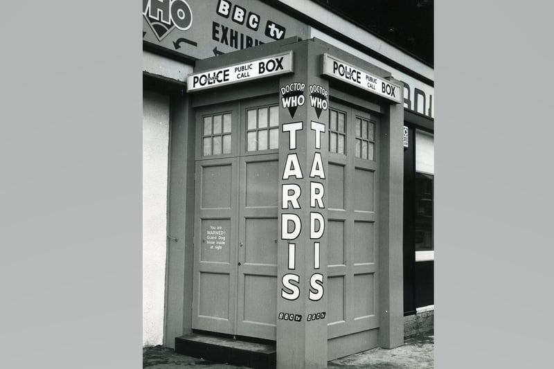 The famous Tardis police box outside the exhibition in Blackpool