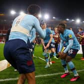 Michael Obafemi celebrates with teammates after the Middlesbrough match

Photographer Alex Dodd/CameraSport