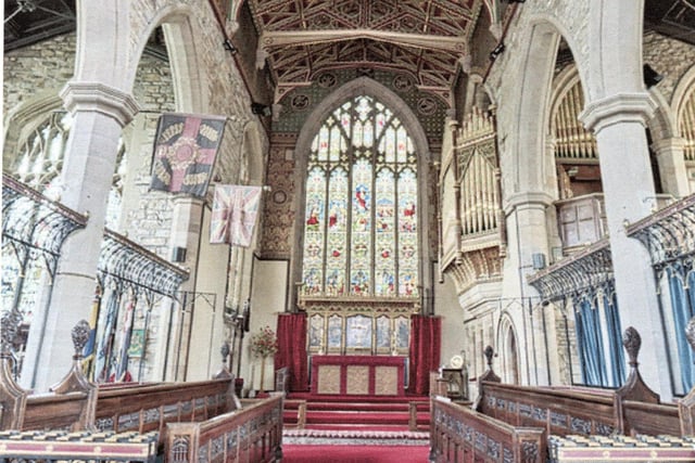 A modern view of the Chancel at St Peter’s. Note the Master Window, middle, which was added to the church in honour of all that the Rev Robert Mosley Master did for St Peter’s and Burnley, 1826-55, when he became Archdeacon of Manchester.