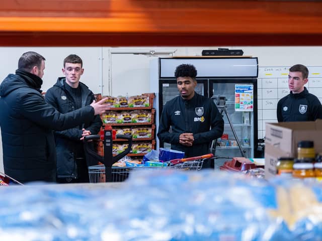 Ian Maatsen recently visited Burnley's club-run foodbank alongside Dara Costelloe (Photo: Kelvin Stuttard)