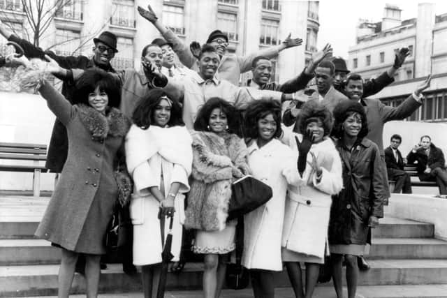 Mandatory Credit: Photo by Mediapunch/Shutterstock (10497710a)
Popgroups From the Motown Group Arrive in London 03-16-1965 Supremes L to R - Flo Mary Diana Betty Kelley Roalind Ashford Martha Reeves David Ruffin Melvin Smokey Bobby R Paul W Eddie K Ronnie and Pete
Motown 1965