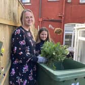 Hannah and Molly, from Nelson, with their garden waste bin