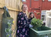 Hannah and Molly, from Nelson, with their garden waste bin