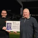 Cadent Head of Safety and Assurance in the North West, Paul Clarke, and Director of Emmaus Burnley, Stephen Buchanan sleeping out at Burnley FC's ground alongside dozens of fundraisers.