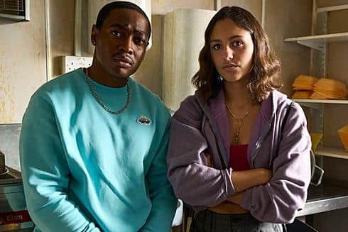 Ben (Gamba Cole) and Rani (Rhianne Barreto) make a life-changing decision in the new series of the BBC comedy-drama The Outlaws