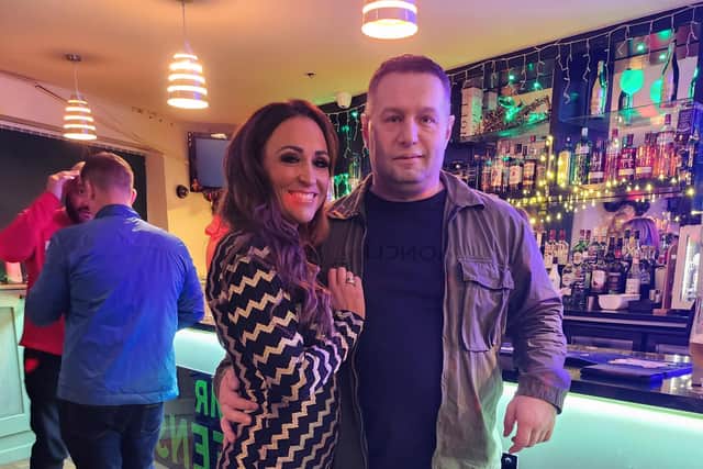 Popular landlady Toni-Anne Mortimer with her husband Lee. The couple are leaving the Hare and Hounds in Padiham after four and a half years behind the bar