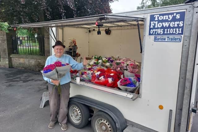Tony Myers at the flower stand he ran for 13 years