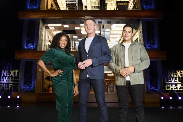 Gordon Ramsay (centre) with fellow Next Level Chef judges Nyesha Arrington (left) and Pail Ainsworth