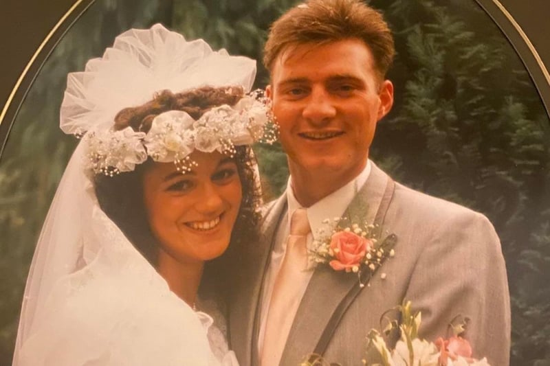 Gabriella Licastri and Michael Corrigan married on  August 26th, 1989 at St Mary's Church, Burnley with a reception at Gibbon Bridge Hotel in Chipping
