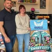 Sweet City By Build A Box owners Ashton Ferrari and her partner Aidan Arnold (left) with YUSUF support group founder Frankie Salmon and her husband Zura