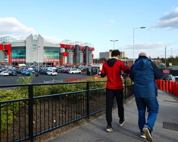 MANCHESTER, ENGLAND - APRIL 24: General view outside the stadium as fans arrive prior to the Premier League match between Manchester United and Sheffield United at Old Trafford on April 24, 2024 in Manchester, England. (Photo by Matt McNulty/Getty Images)