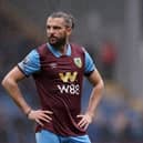 BURNLEY, ENGLAND - APRIL 13: Jay Rodriguez of Burnley looks dejected after the draw in the Premier League match between Burnley FC and Brighton & Hove Albion at Turf Moor on April 13, 2024 in Burnley, England. (Photo by Lewis Storey/Getty Images)
