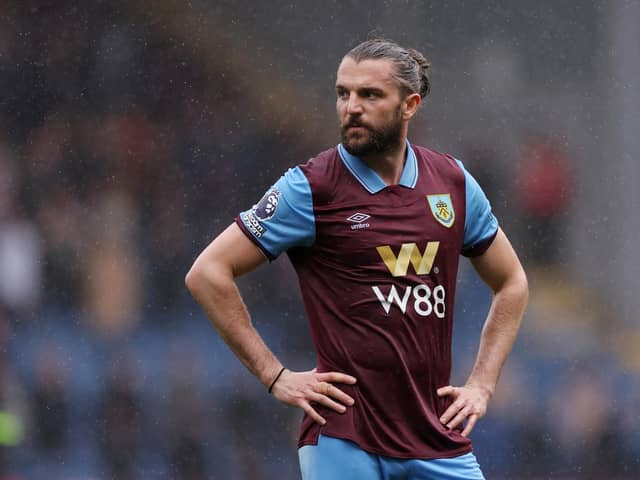 BURNLEY, ENGLAND - APRIL 13: Jay Rodriguez of Burnley looks dejected after the draw in the Premier League match between Burnley FC and Brighton & Hove Albion at Turf Moor on April 13, 2024 in Burnley, England. (Photo by Lewis Storey/Getty Images)