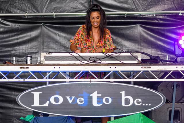 DJ Nadia Lucy in action at Retro in the Park in Burnley's Towneley Park