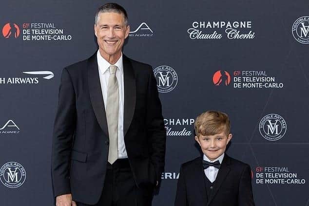Taylor Fay on the red carpet with Matthew Fox at the 61st Monte Carlo TV film festival