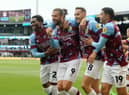 Burnley's Jay Rodriguez (2nd Left) celebrates scoring his side's second goal with team-mates

The EFL Sky Bet Championship - Burnley v Swansea City - Saturday 15th October 2022 - Turf Moor - Burnley