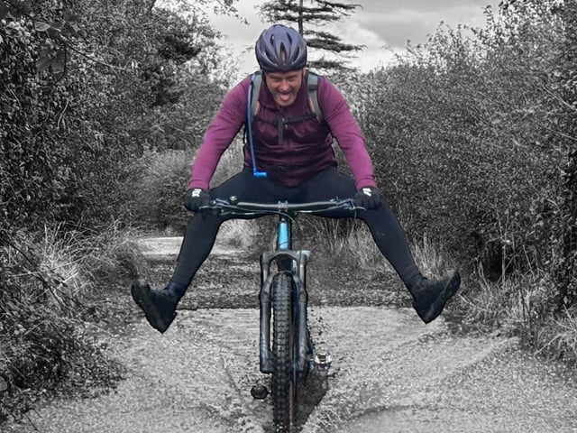 Chris having fun in Barnoldswic