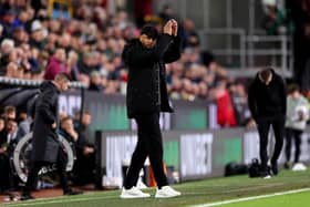 BURNLEY, ENGLAND - APRIL 02: Vincent Kompany, Manager of Burnley, reacts  during the Premier League match between Burnley FC and Wolverhampton Wanderers at Turf Moor on April 02, 2024 in Burnley, England. (Photo by Jan Kruger/Getty Images) (Photo by Jan Kruger/Getty Images)