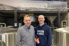 Lee Williams and Dave Scholes at the Moorhouses Brewery in Burnley