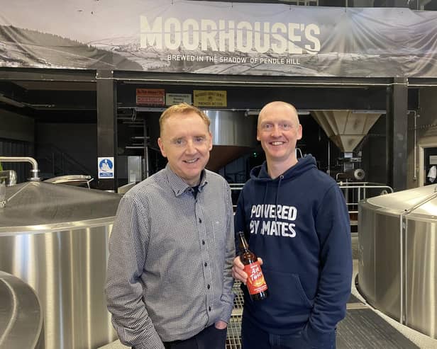 Lee Williams and Dave Scholes at the Moorhouses Brewery in Burnley