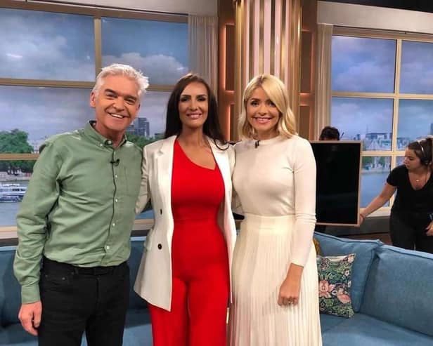 Carrie-Ann Kay, of Rene K Couture, when she appeared on 'This Morning' with Holly Willoughby, who announced she is leaving the show after 14 years, this week and former presenter Philip Schofield, who left the show earlier this year.