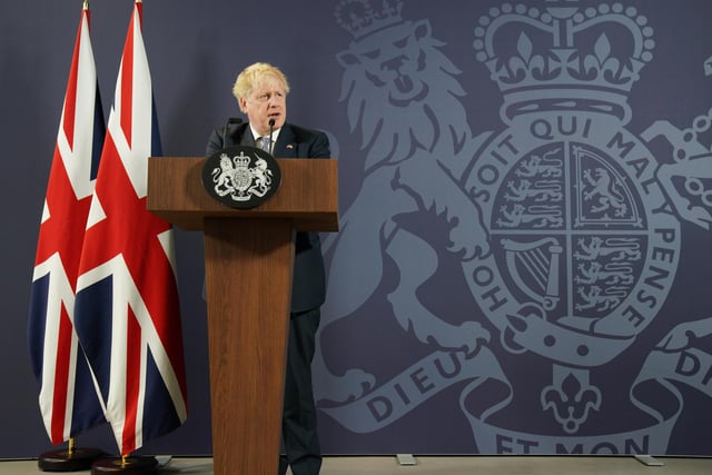 Prime Minister Boris Johnson during his speech at Blackpool and The Fylde College