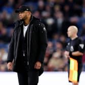 BURNLEY, ENGLAND - APRIL 02: Vincent Kompany, Manager of Burnley, looks on prior tothe Premier League match between Burnley FC and Wolverhampton Wanderers at Turf Moor on April 02, 2024 in Burnley, England. (Photo by Alex Livesey/Getty Images) (Photo by Alex Livesey/Getty Images)