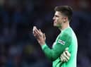 BIRMINGHAM, ENGLAND - MAY 19: Nick Pope of Burnley applauds fans after the Premier League match between Aston Villa and Burnley at Villa Park on May 19, 2022 in Birmingham, England. (Photo by Naomi Baker/Getty Images)