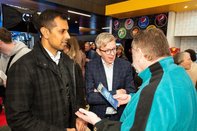 Burnley Council leader Coun. Afrasiab Anwar and Burnley Council chief executive Mick Cartledge at the premiere of Netflix film Bank of Dave.