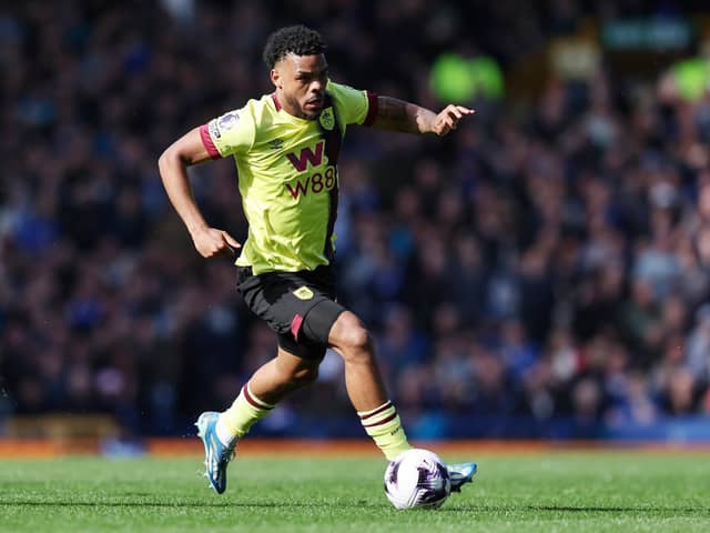LIVERPOOL, ENGLAND - APRIL 06: Lyle Foster of Burnley during the Premier League match between Everton FC and Burnley FC at Goodison Park on April 06, 2024 in Liverpool, England. (Photo by Matt McNulty/Getty Images) (Photo by Matt McNulty/Getty Images)