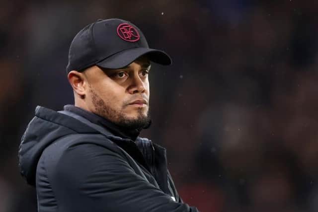 HULL, ENGLAND - MARCH 15: Vincent Kompany, Manager of Burnley, looks on during the Sky Bet Championship between Hull City and Burnley at MKM Stadium on March 15, 2023 in Hull, England. (Photo by George Wood/Getty Images)