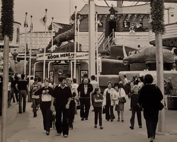 Noah's Ark in the background - one of the theme park's oldest rides. This was 1981