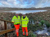 Pendle MP Andrew Stephenson with Canal and River Trust's Daniel Greenhalgh