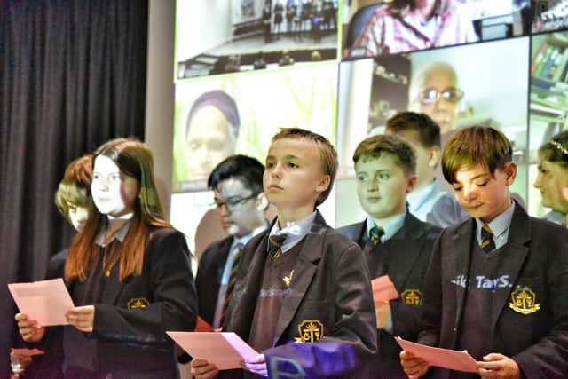 School pupils taking part in the Festival launch.  Photo:Julian Brown