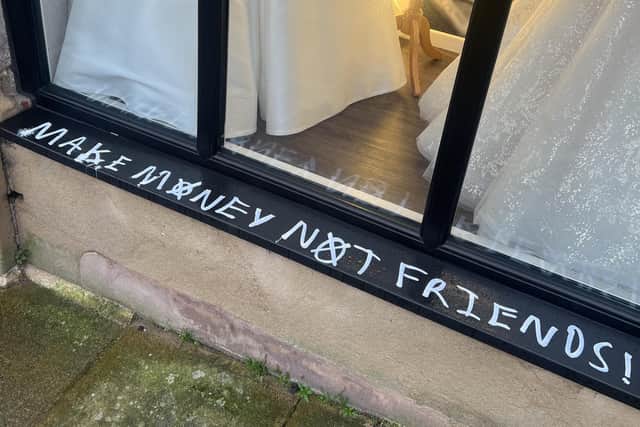 Bridal shop Ava Rose Hamilton was among a series of premises targeted by graffiti vandals in Colne overnight
