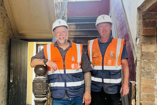 Readstone Construction’s Project Director Simon Whittam and Site Manager Andy Graham on site the Pendle Hippodrome/Derby Arms