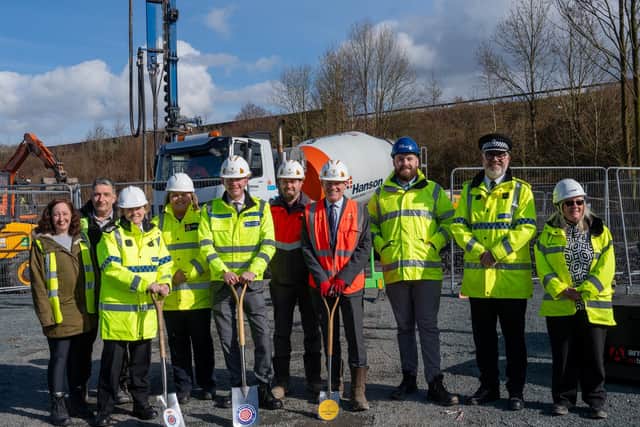 Lancashire Police and Crime Commissioner Andrew Snowden joins officers at the site of a new state-of-the-art police base in Carr Road, Nelson.