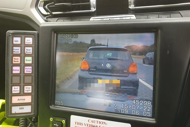 An unmarked police vehicle spotted a car speeding through the 50mph roadworks on the M55 on Friday (July 15).
Police said the driver's excuse was that they were "late for work".
A Traffic Offence Report (TOR) was issued.