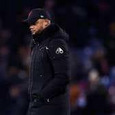 BURNLEY, ENGLAND - JANUARY 12: Vincent Kompany, Manager of Burnley, leaves the pitch at half-time during the Premier League match between Burnley FC and Luton Town at Turf Moor on January 12, 2024 in Burnley, England. (Photo by Naomi Baker/Getty Images)